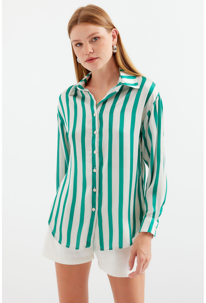 3964 Light Draped Satin Shirt