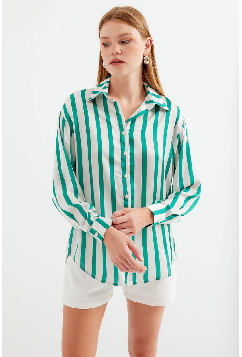 3964 Light Draped Satin Shirt