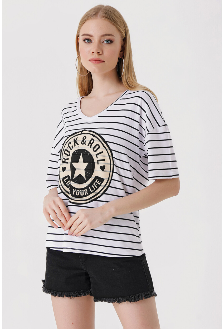 4309 V-Neck Printed T-Shirt