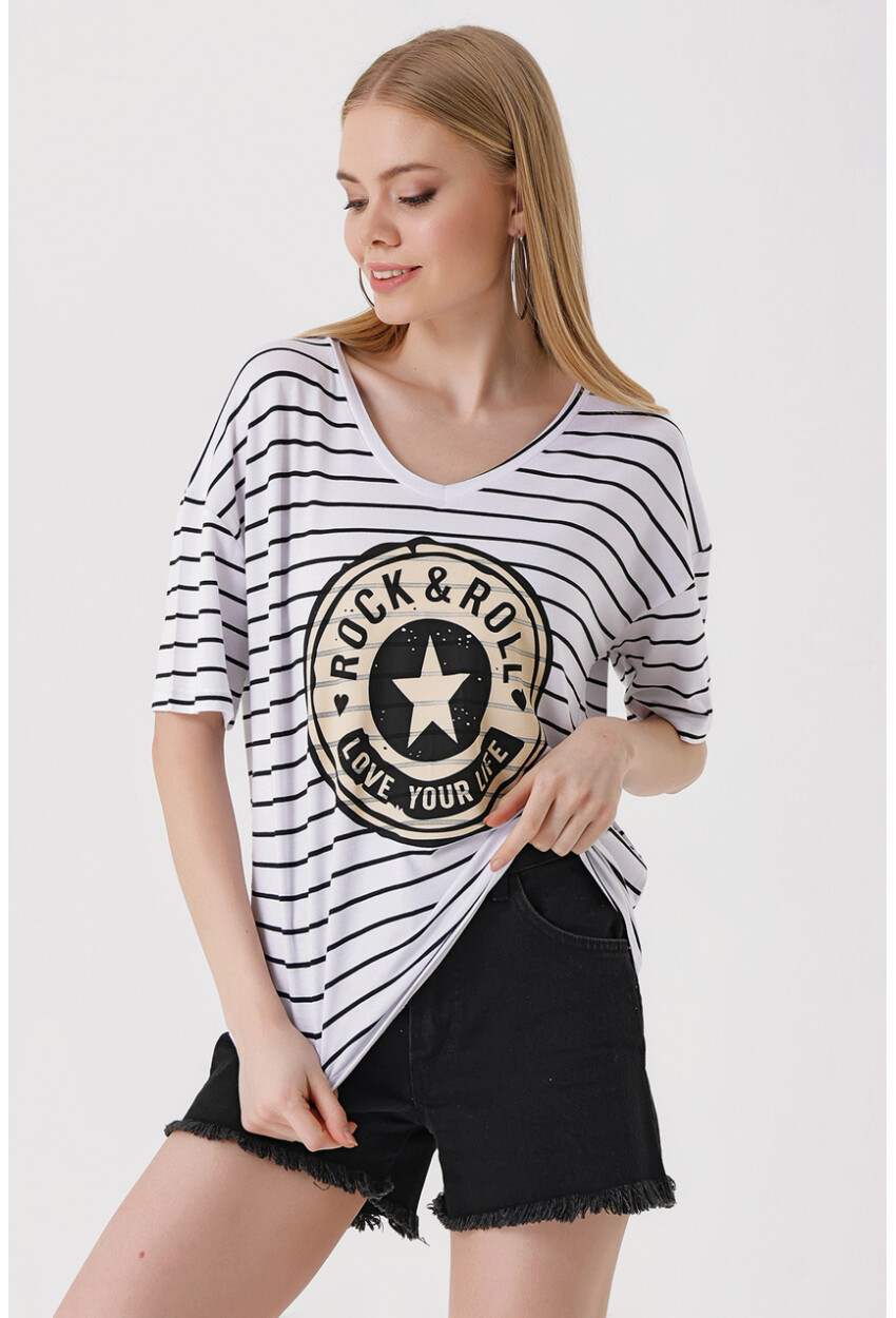 4309 V-Neck Printed T-Shirt