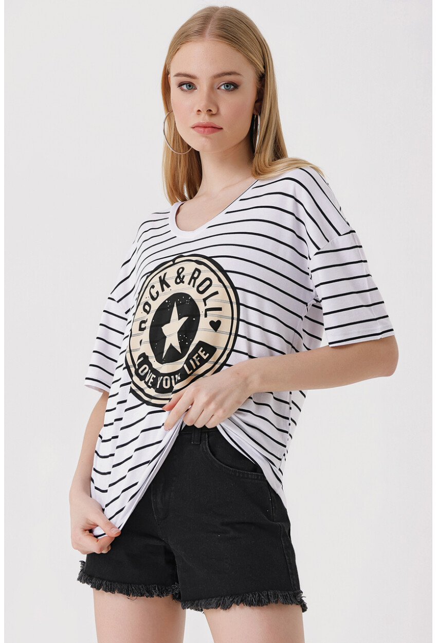 4309 V-Neck Printed T-Shirt