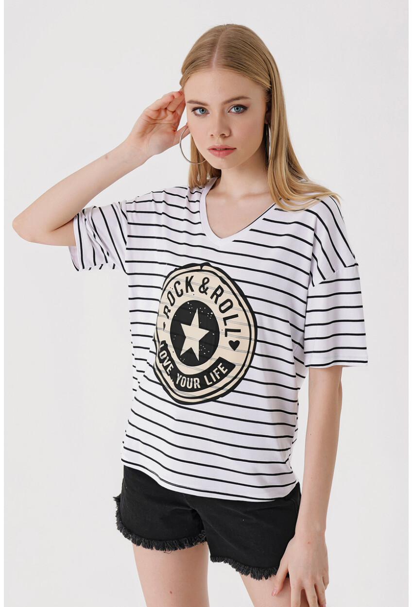 4309 V-Neck Printed T-Shirt
