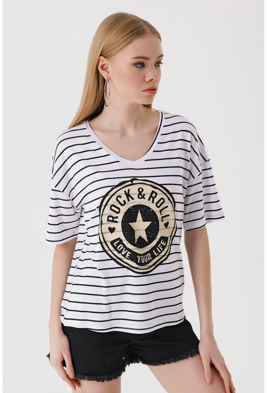4309 V-Neck Printed T-Shirt