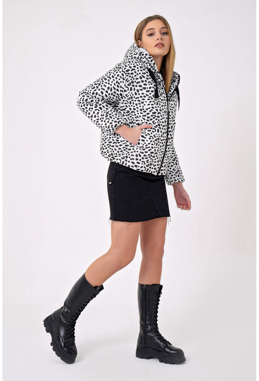 5125 Patterned Puffer Coat