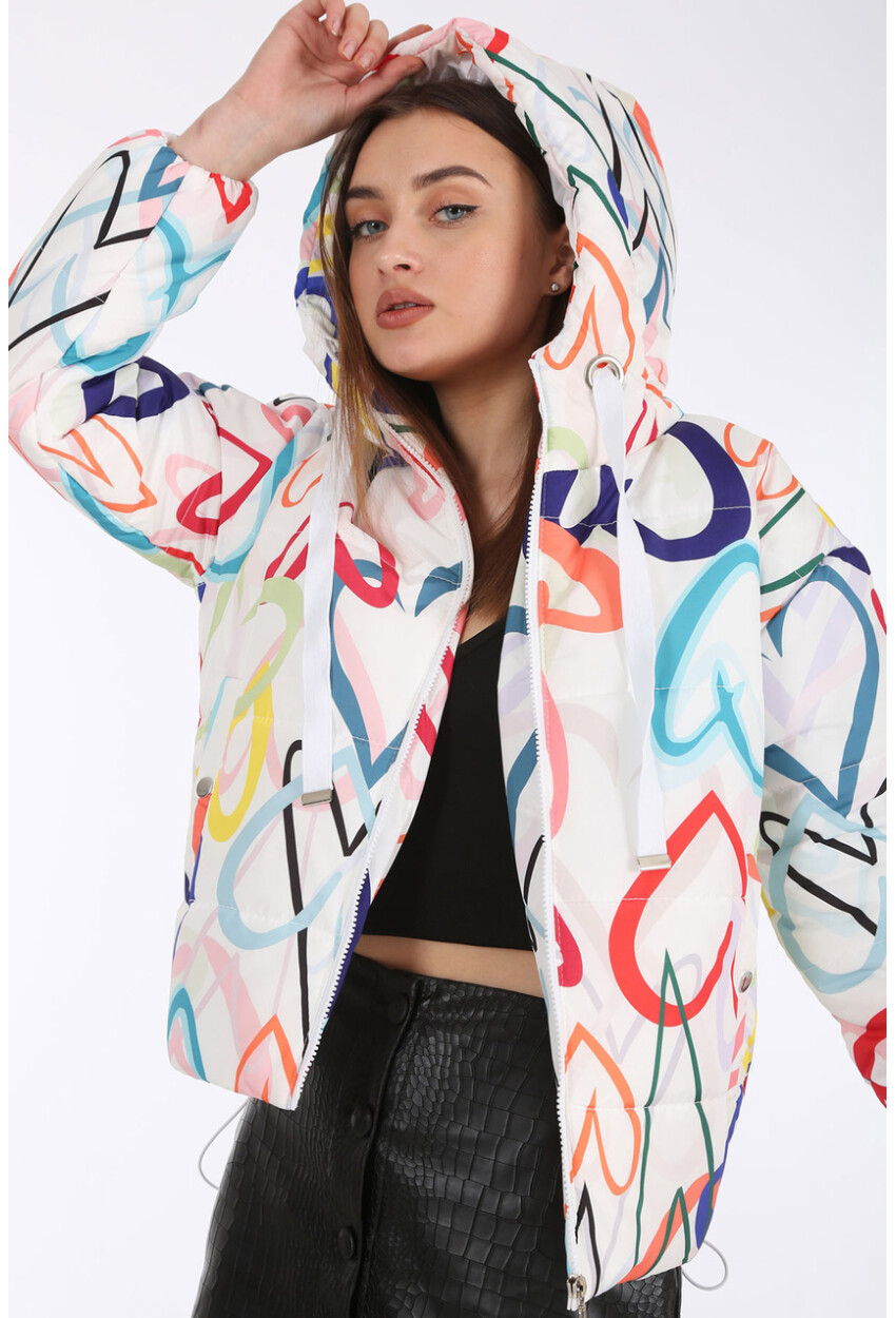 5125 Patterned Puffer Coat