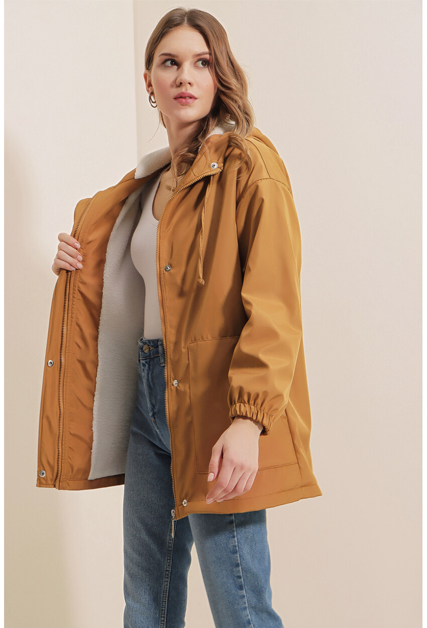 5159 Fur-Lined Boyfriend Coat