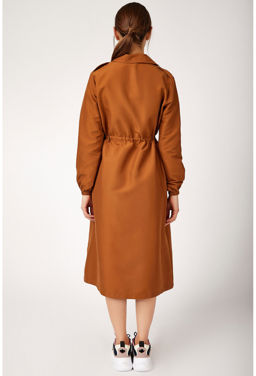 5671 Full-Length Buttoned Hijab Trench Coat