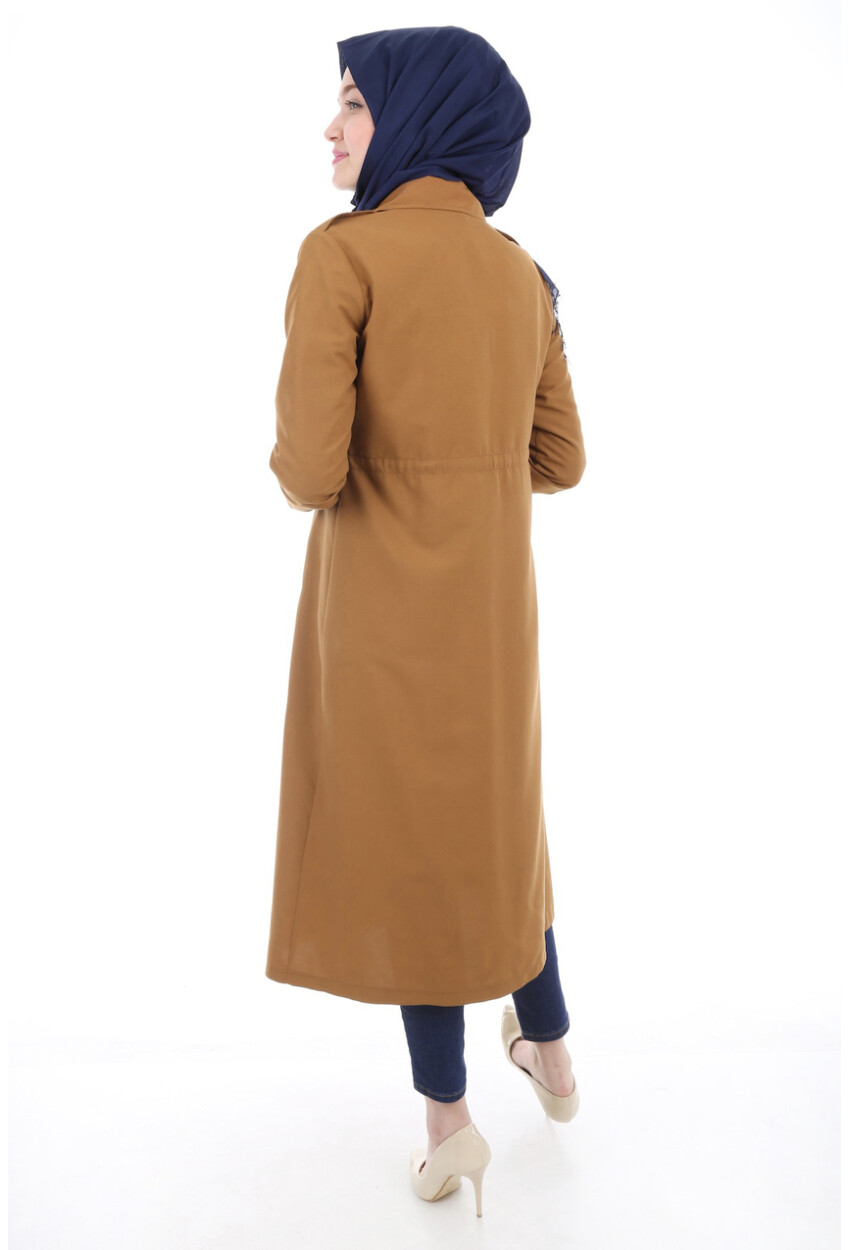 5671 Full-Length Buttoned Hijab Trench Coat