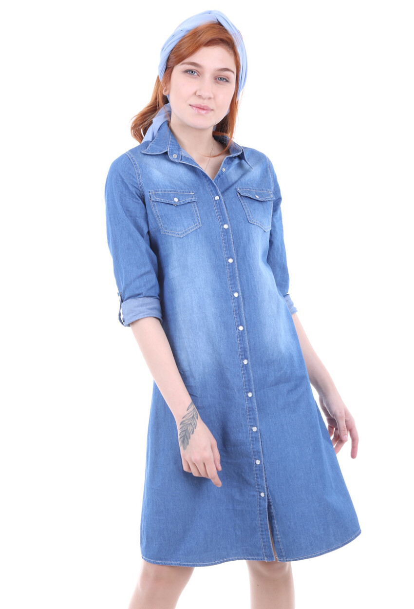 5702 Çift Cepli Kot Tunik