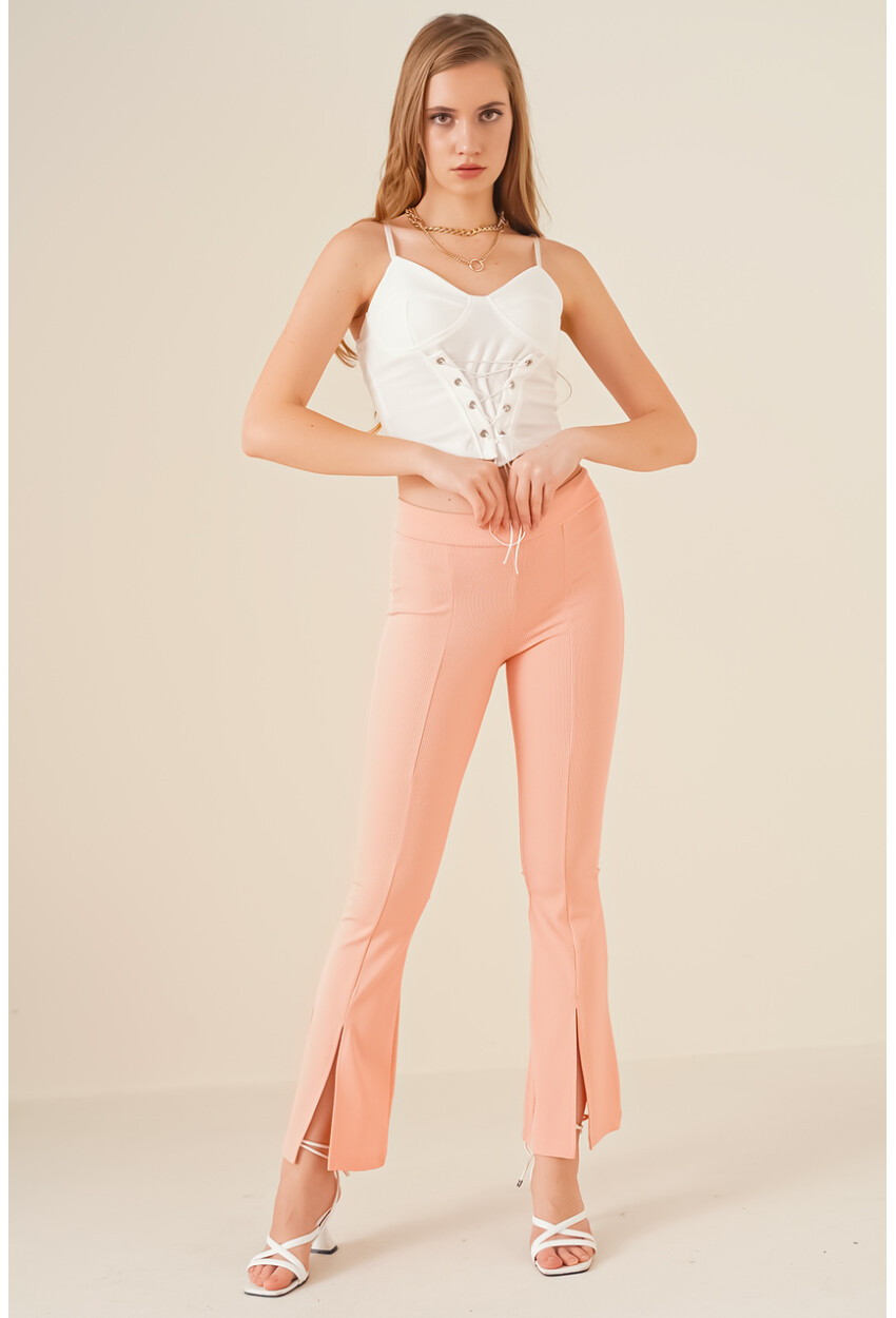 6548 Slit Flared Pants