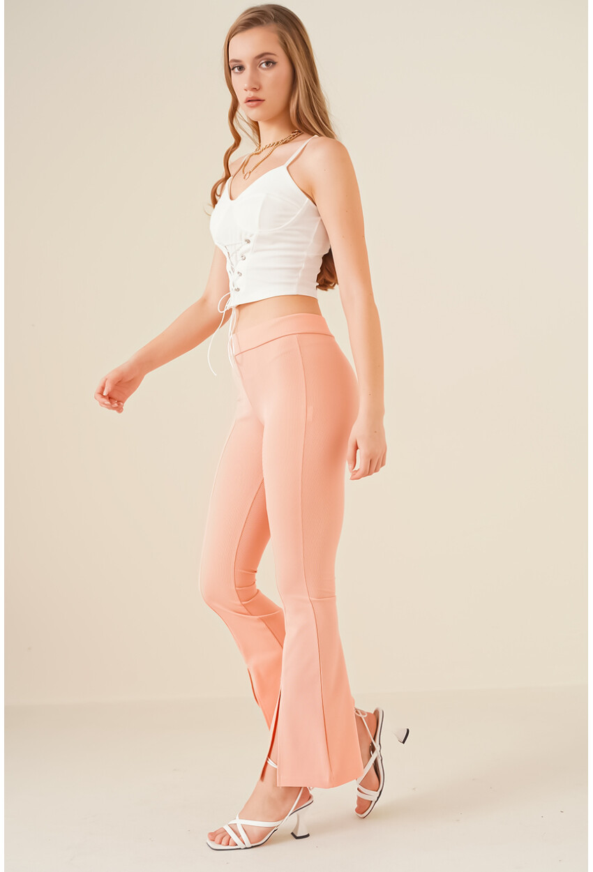 6548 Slit Flared Pants
