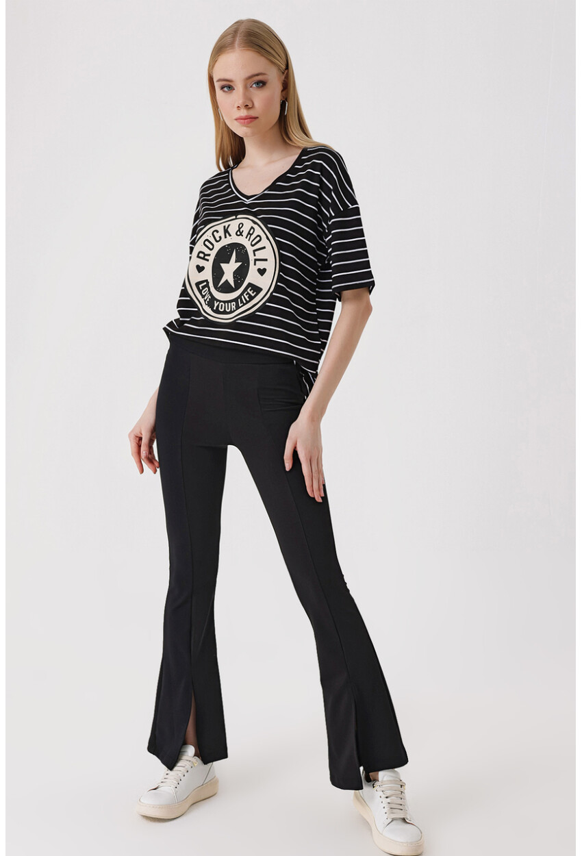 6548 Slit Flared Pants