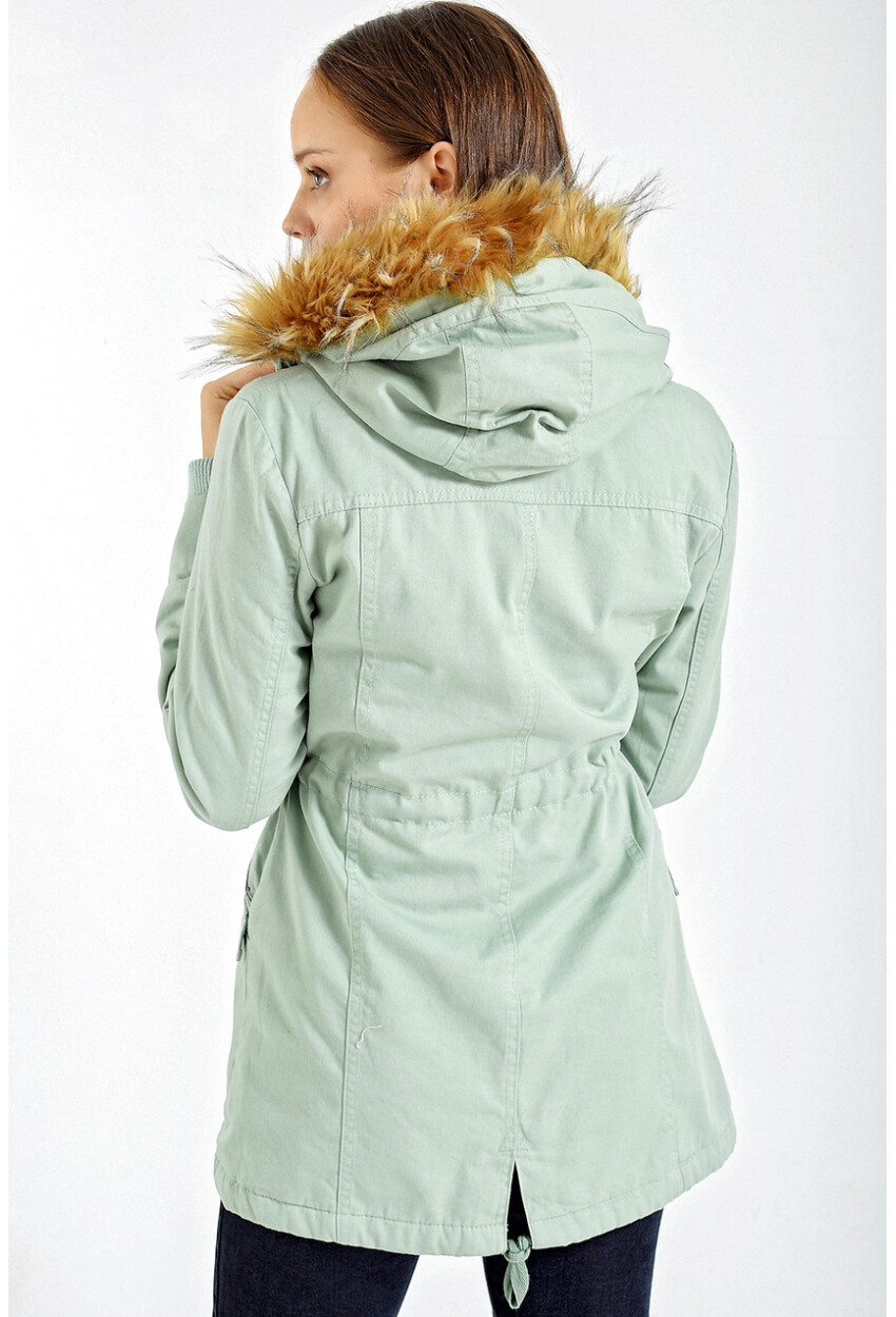 9062 Fur-Lined Hooded Coat