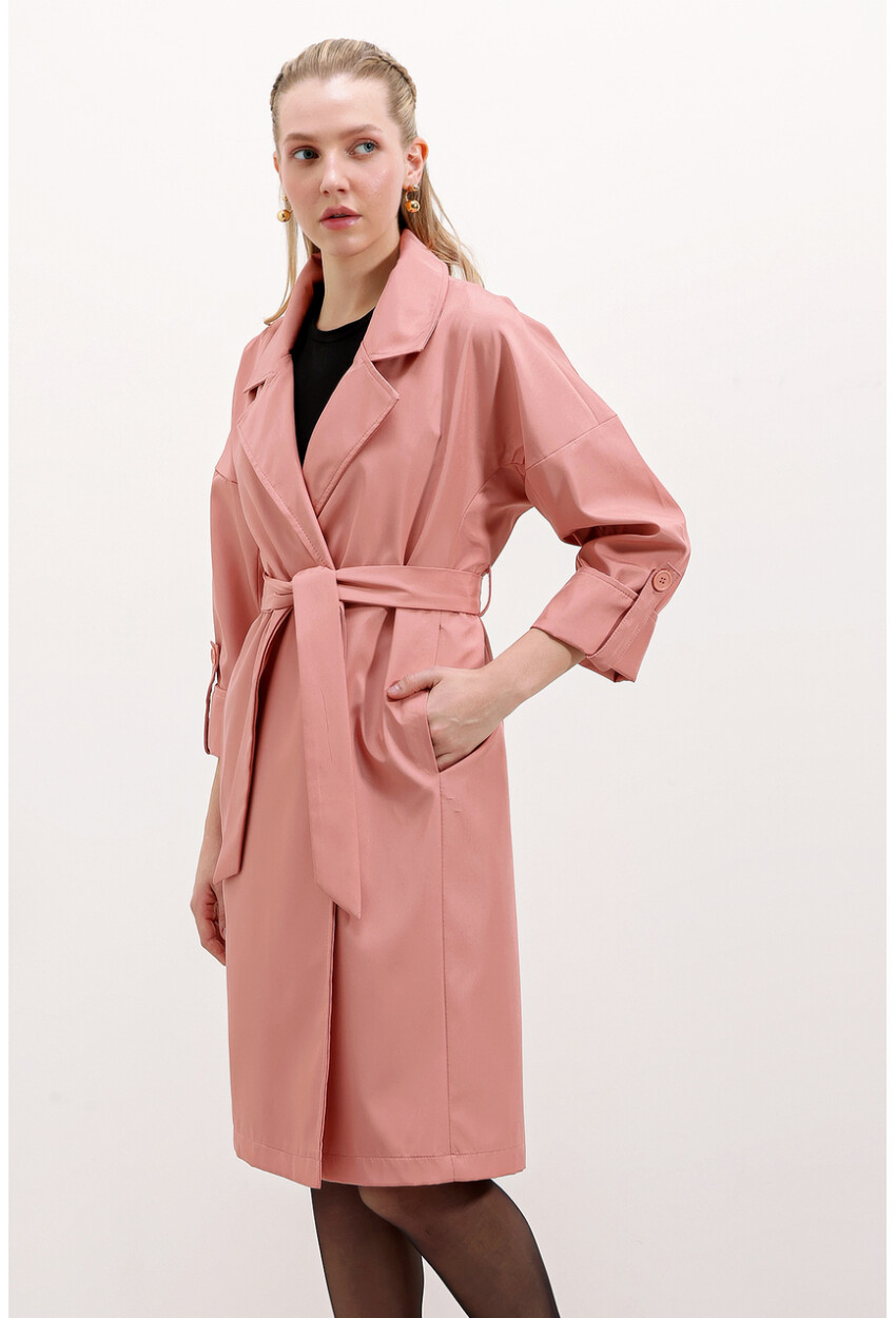 9104 Lined Double-Breasted Trench Coat