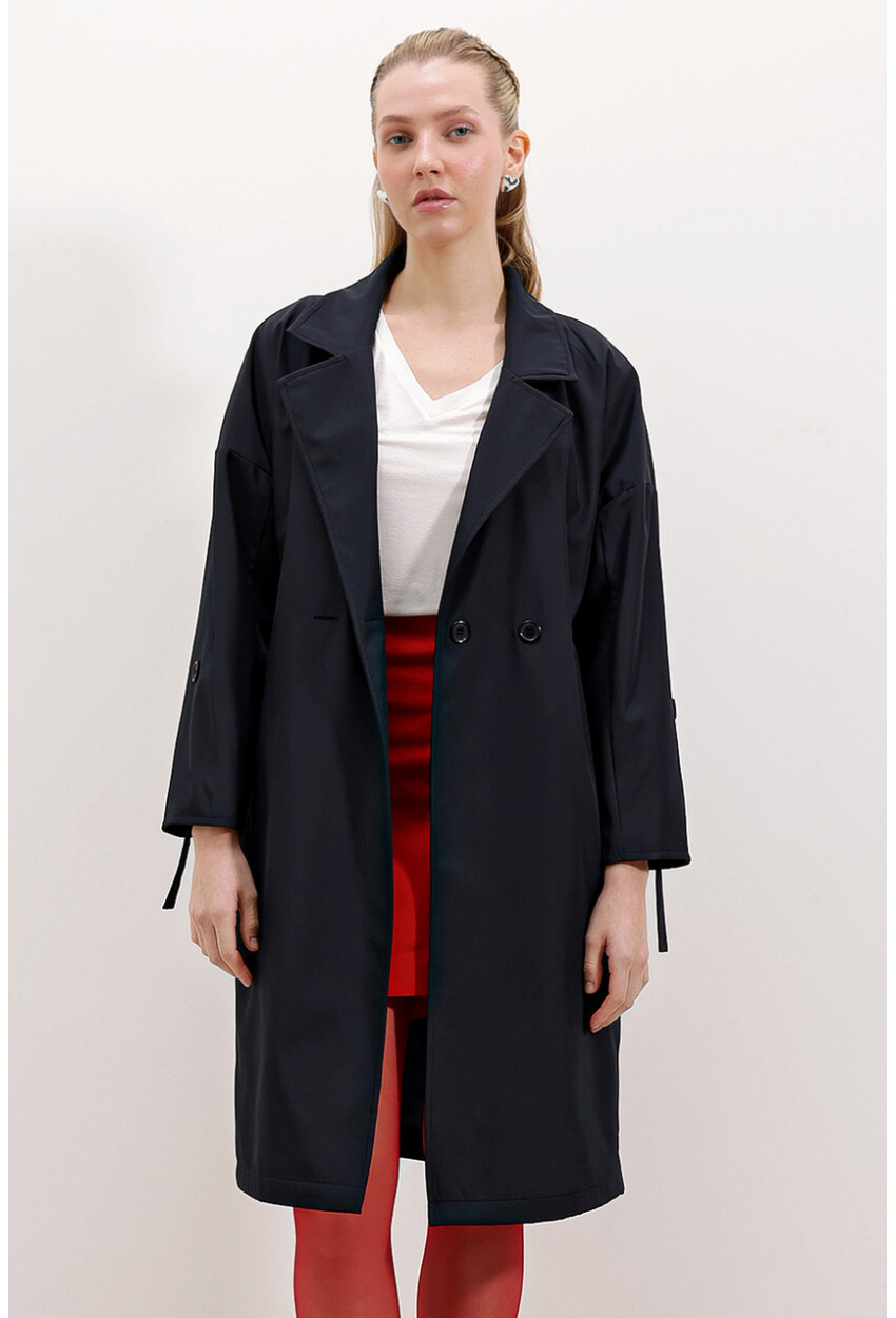 9104 Lined Double-Breasted Trench Coat