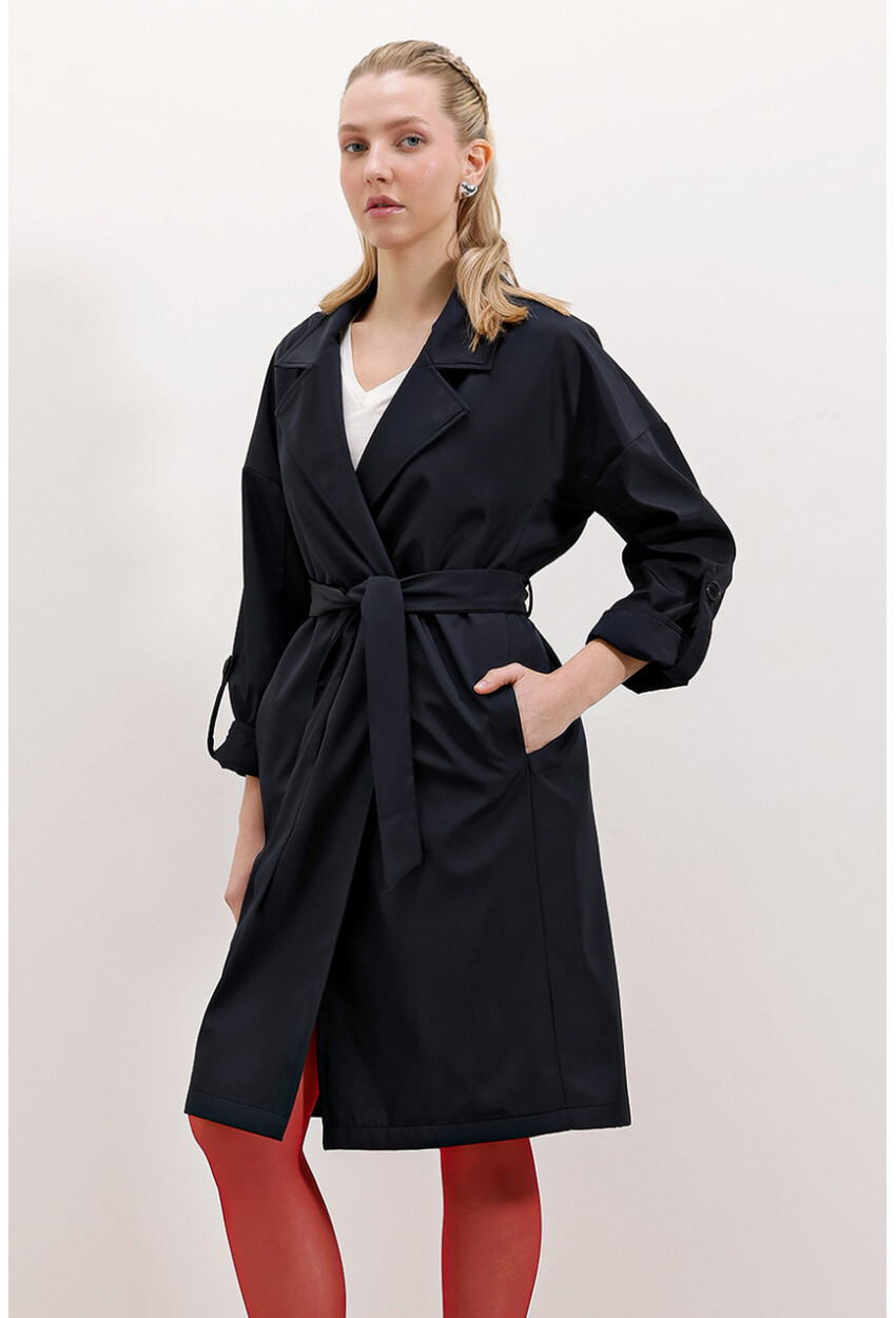 9104 Lined Double-Breasted Trench Coat