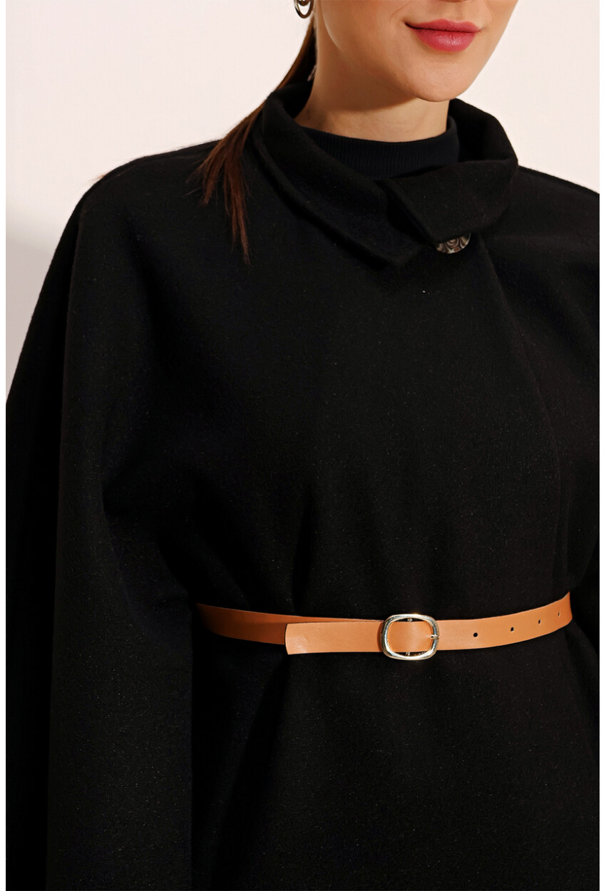 9134 Wool Poncho With Belt