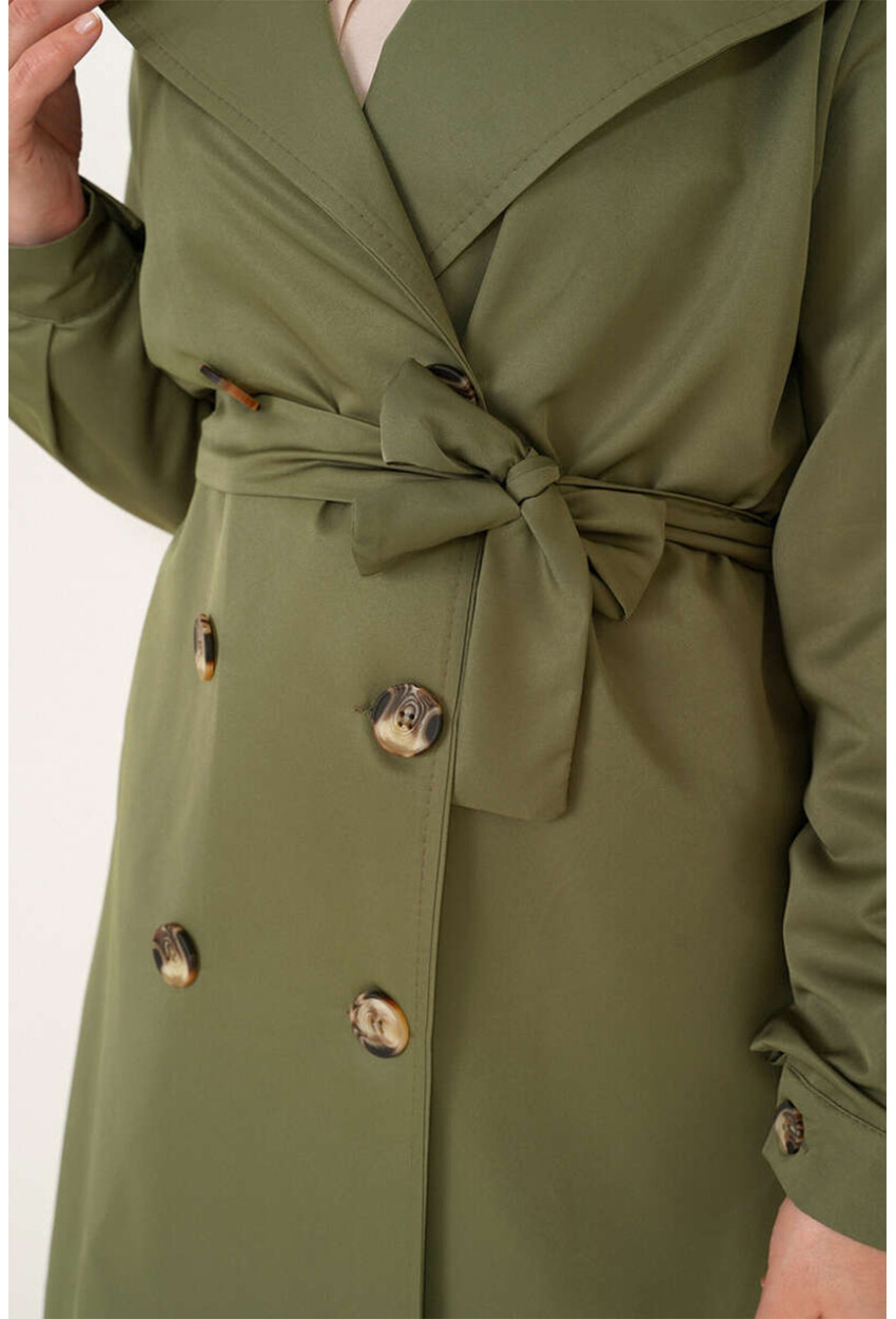 T5853 Double-Breasted Hijab Trench Coat