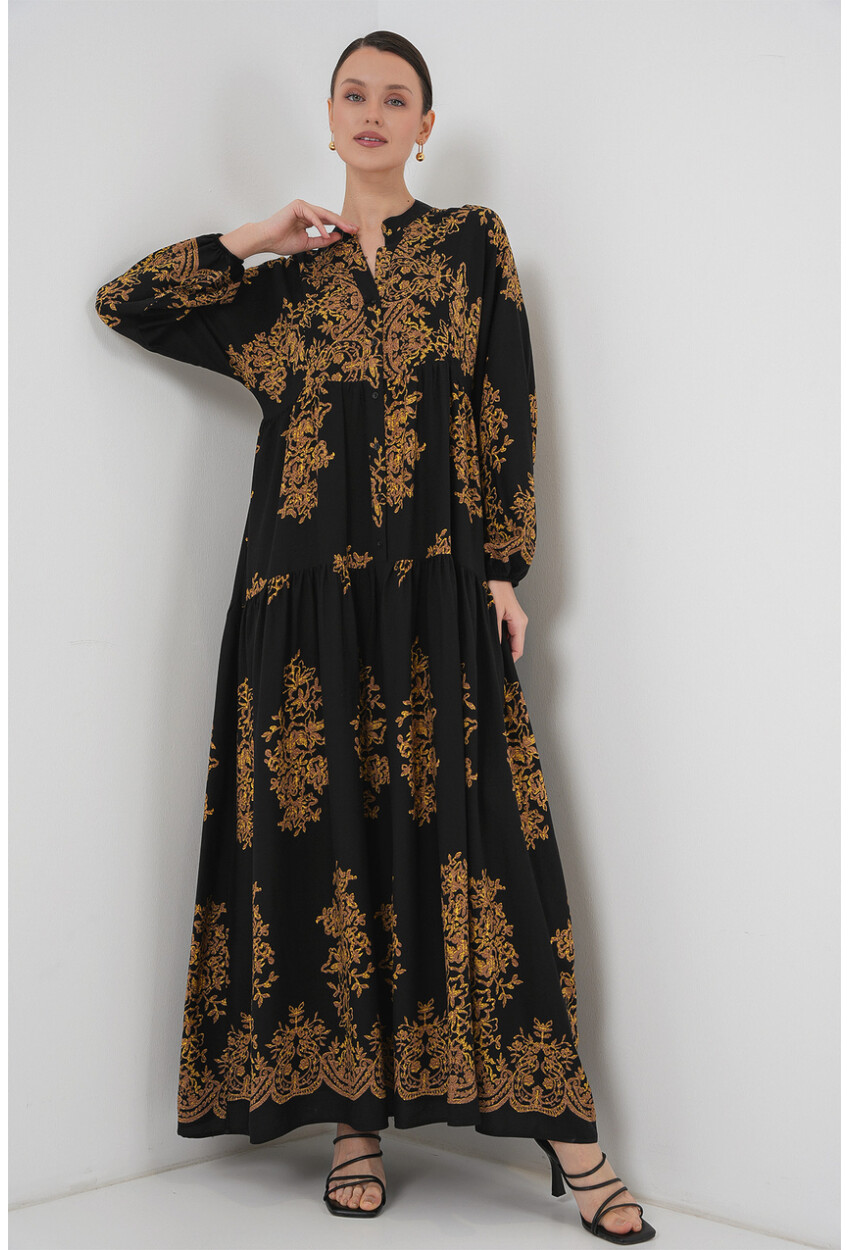 2423 Otantik Desenli Elbise