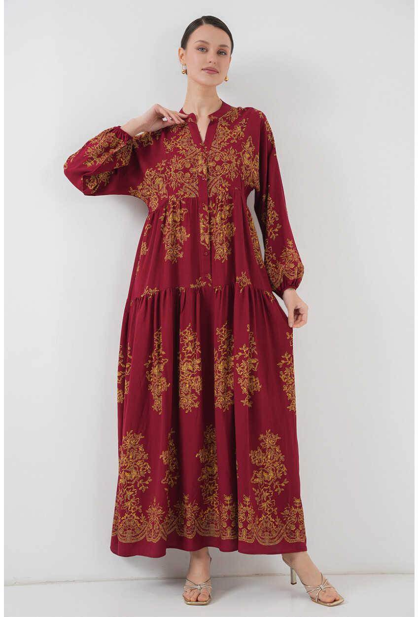 2423 Otantik Desenli Elbise