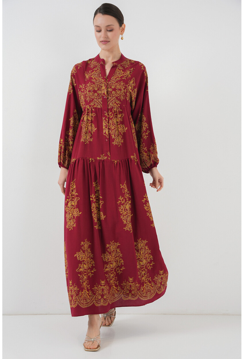 2423 Otantik Desenli Elbise
