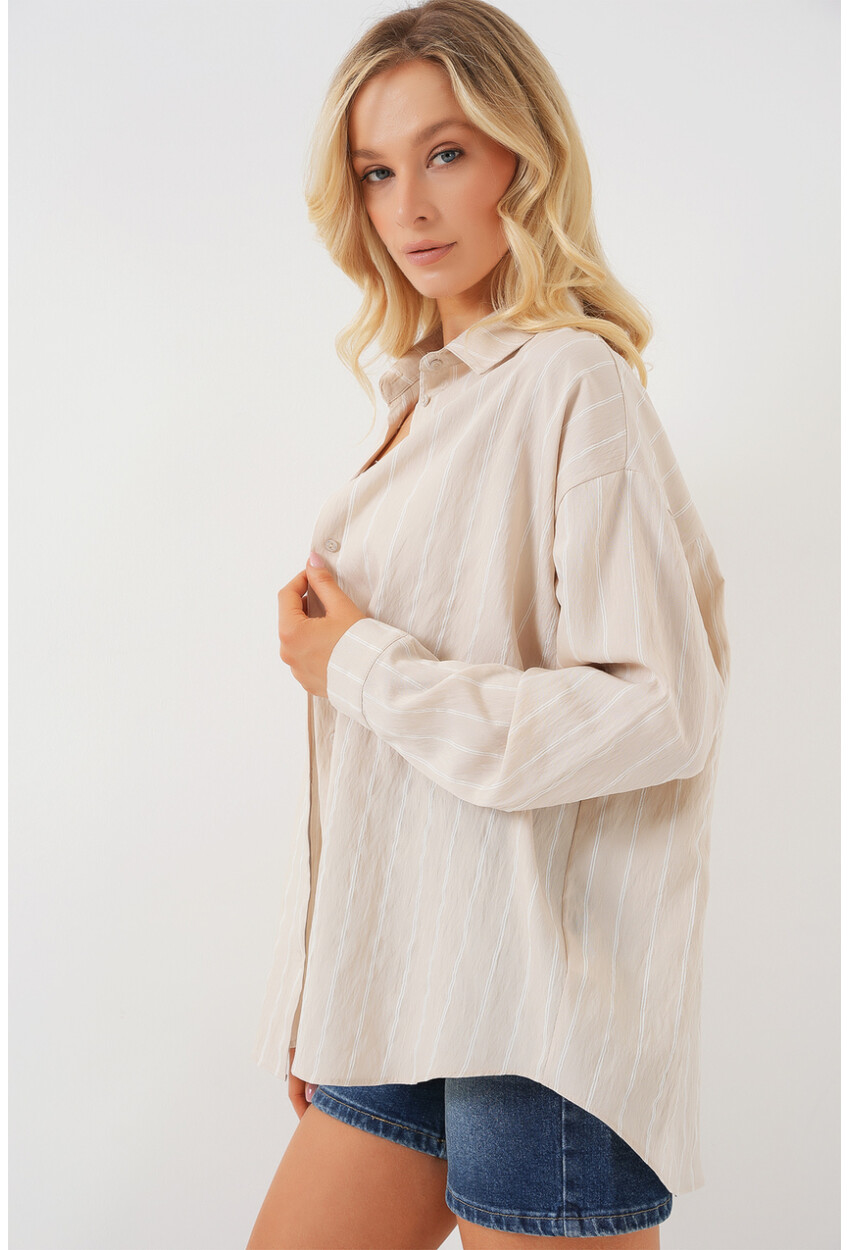3900 Oversize Uzun Basic Gömlek