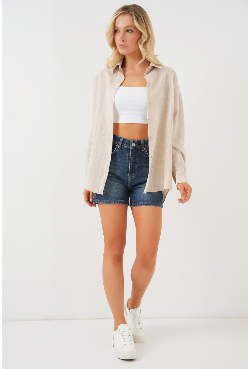 3900 Oversize Uzun Basic Gömlek