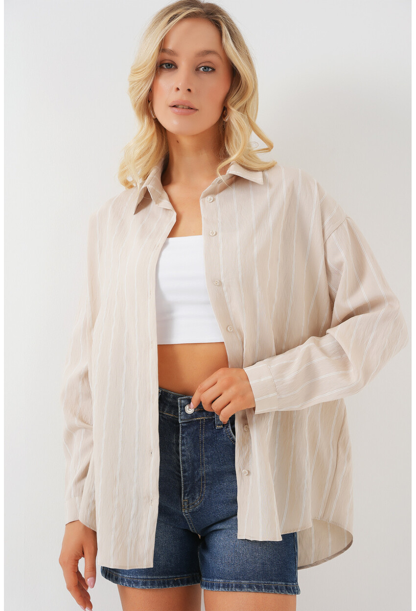 3900 Oversize Uzun Basic Gömlek