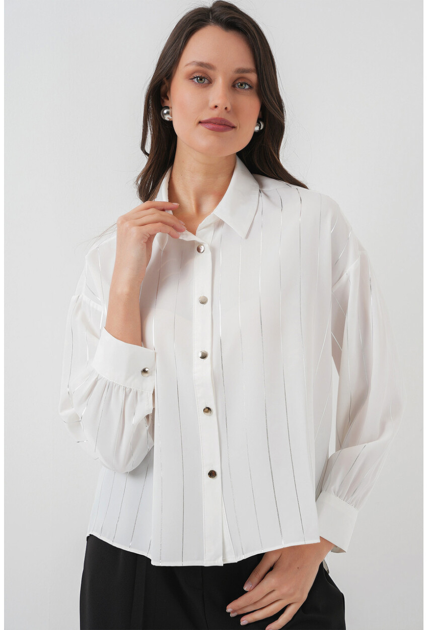5924 Womens Silver Striped Shirt
