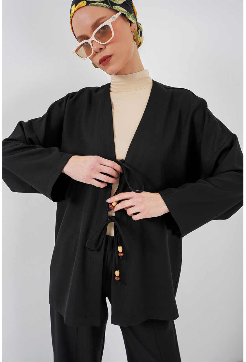 Kadın Keten Kimono İkili Takım 6727