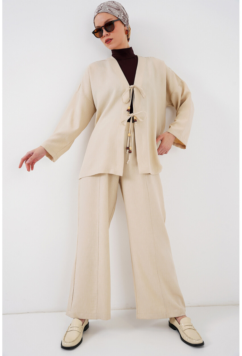 Kadın Keten Kimono İkili Takım 6727