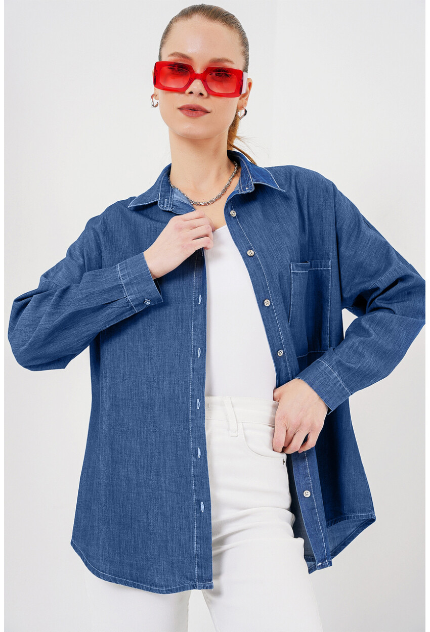 Kadın Oversize Kot Gömlek 20280