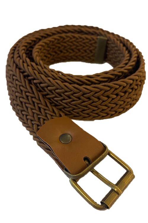 Merterium 010146 İnce Hasır Kemer - Kahverengi
