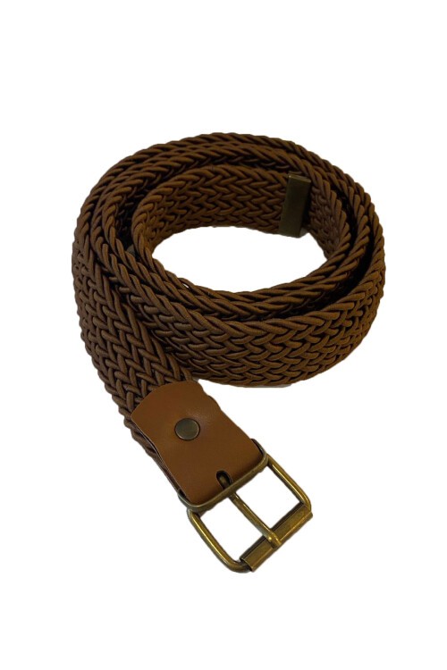 Merterium 010146 İnce Hasır Kemer - Kahverengi