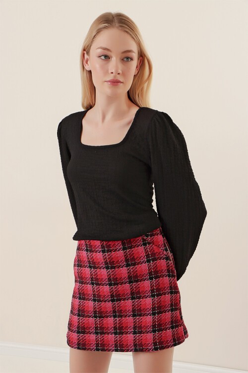 Merterium 0442 Uzun Kollu Bluz - Siyah