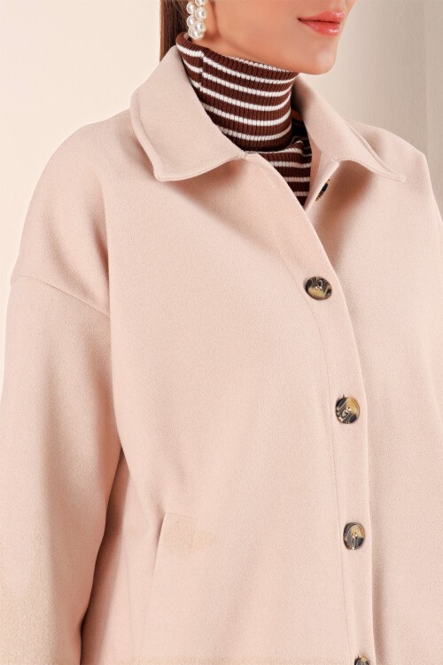 Merterium 0674 Cepli Oversize Gömlek - Vizon