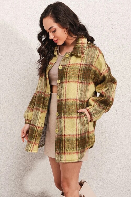 Merterium 0674 Cepli Oversize Gömlek - Yeşil