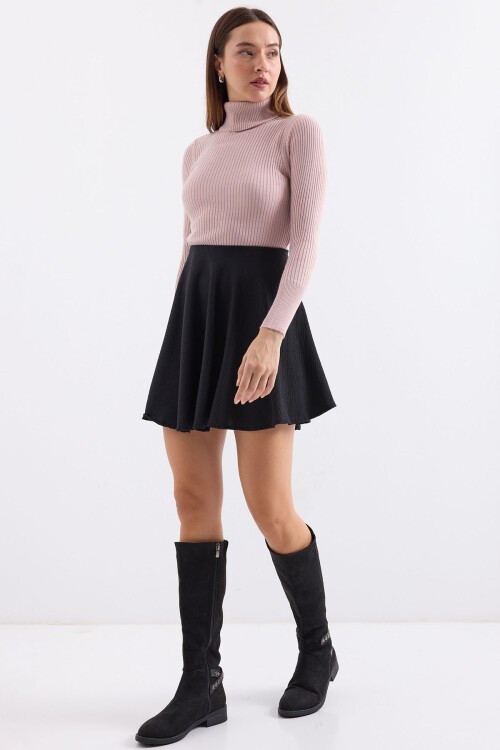 Merterium 10311 Balıkçı Yaka Triko Kazak - Pembe