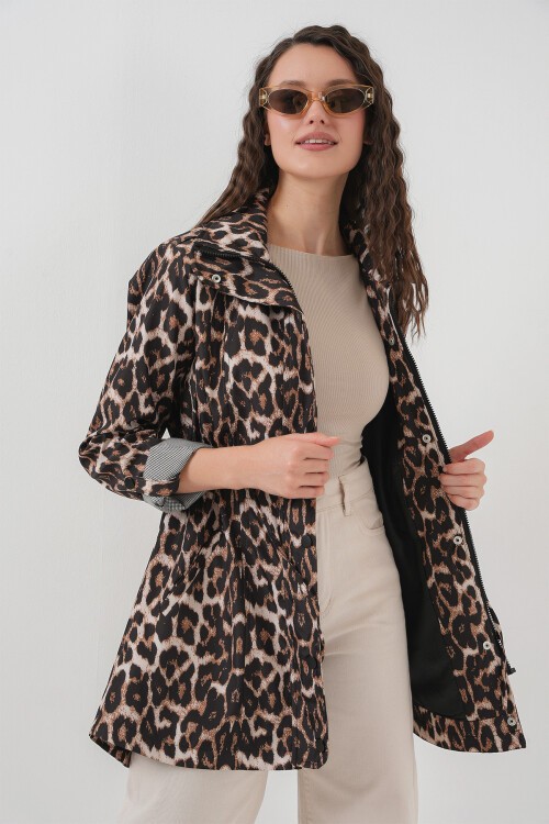 Merterium 10322 Beli Büzgülü Trençkot - C. Kahverengi