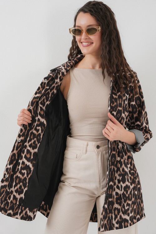 Merterium 10322 Beli Büzgülü Trençkot - C. Kahverengi