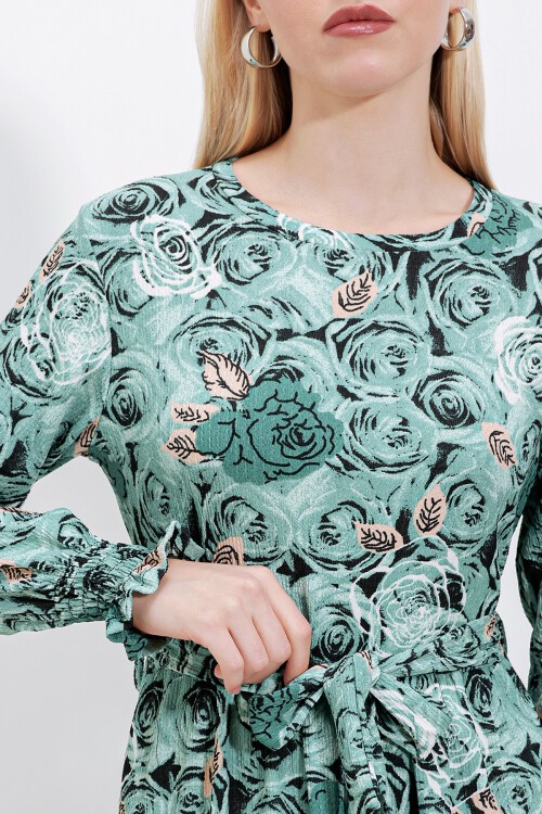 Merterium 1525 Örme Tesettür Elbise - Mint