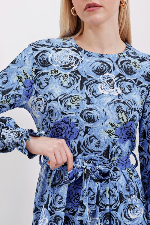 Merterium 1525 Örme Tesettür Elbise - Y.Lacivert