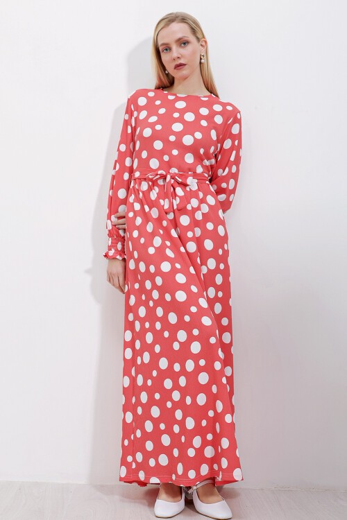 Merterium 1525 Örme Tesettür Elbise - Y.Pembe