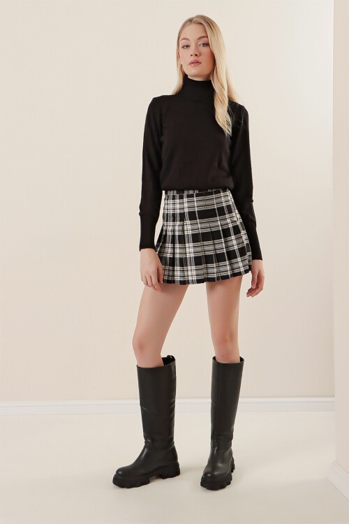 Merterium 15747 Balıkçı Yaka Triko Kazak - Siyah