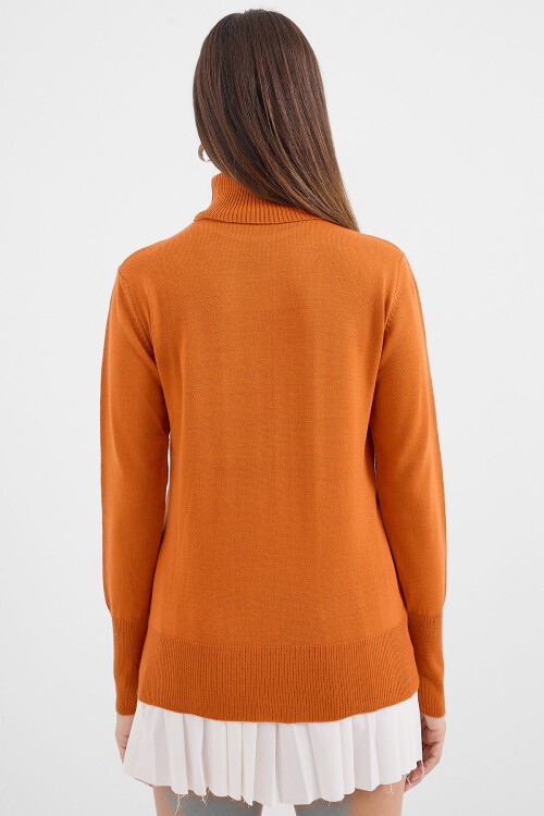 Merterium 15747 Balıkçı Yaka Triko Kazak - Turuncu