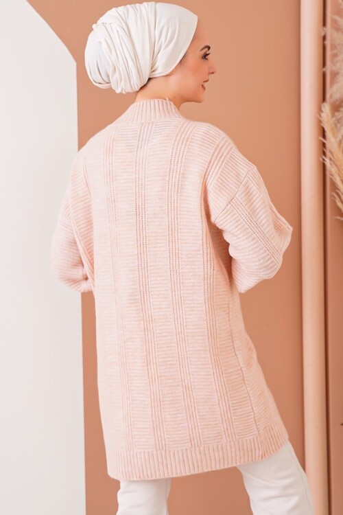 Merterium 15768 Tesettür Triko Hırka - Pudra