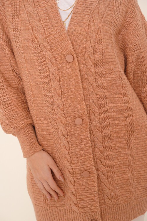 Merterium 15768 Tesettür Triko Hırka - Somon