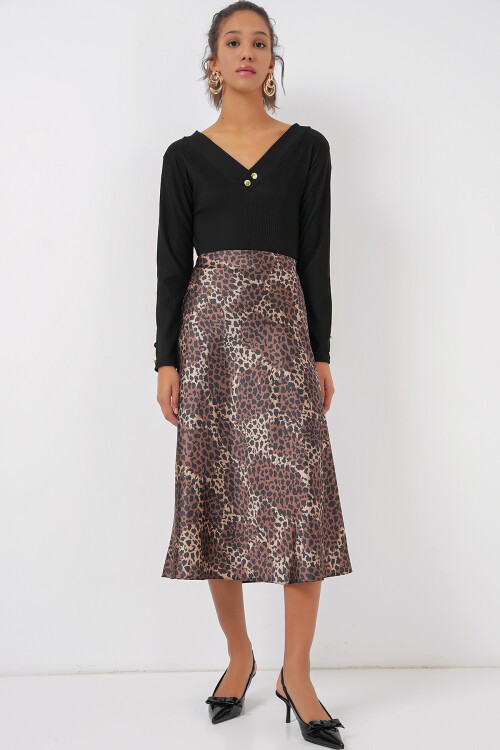 Merterium 15806 Saten Etek - Kahverengi