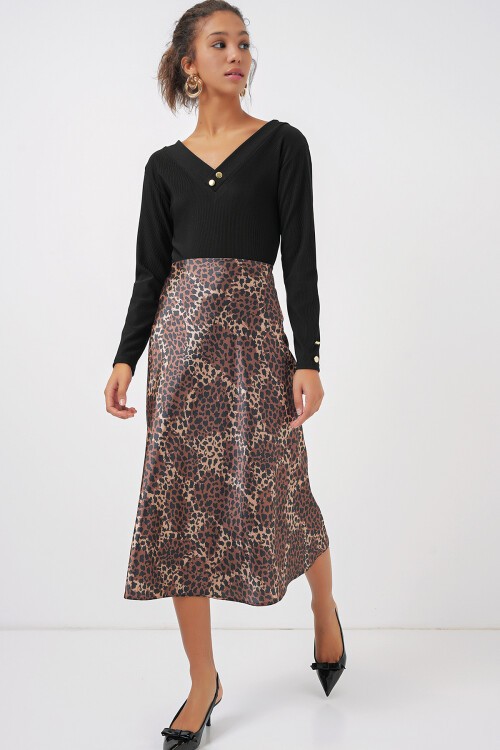 Merterium 15806 Saten Etek - Kahverengi