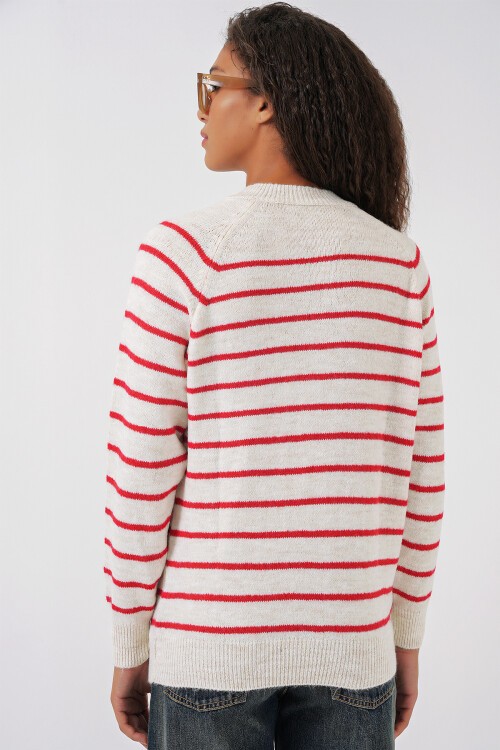 Merterium 15808 Düğmeli Kazak - Bordo